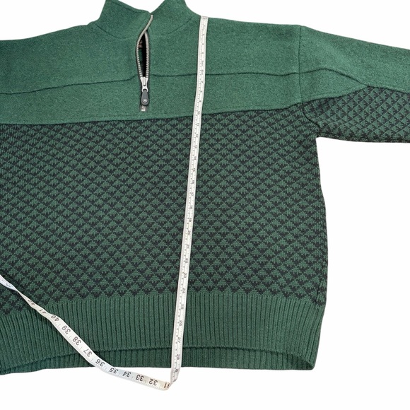 MENS XL EIR GREEN & BLACK 100% WOOL SWEATER OVERSIZED FIT - Picture 8 of 11